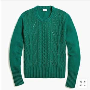 J. Crew cable knit sweater, clover green, size SM